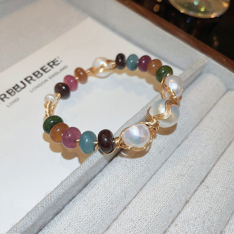 Wholesale Freshwater Pearl Round Bead Fishtail Bracelet